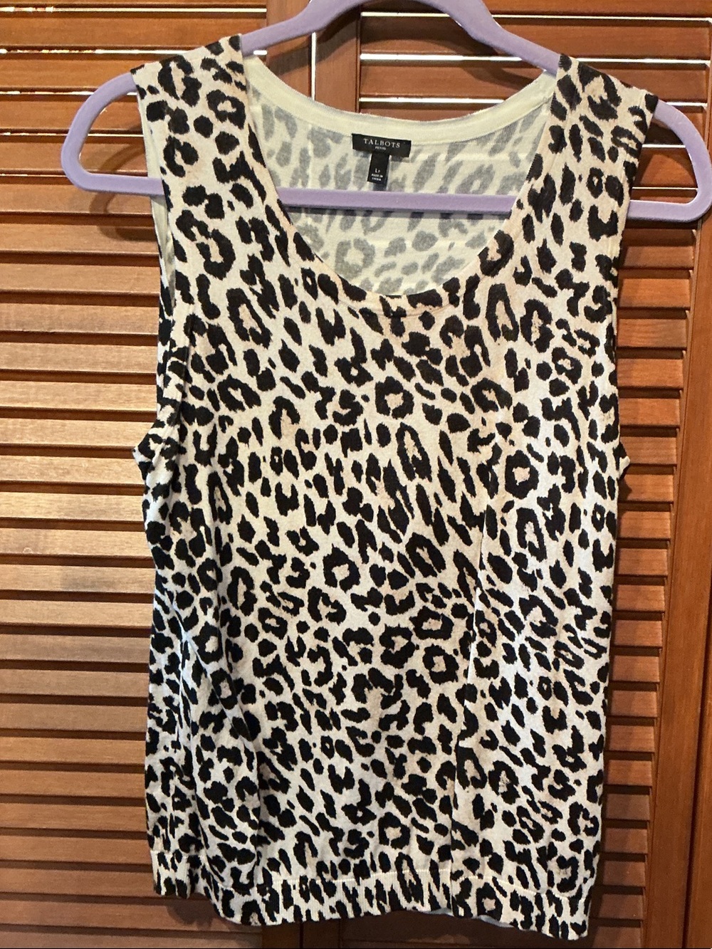 Talbots Leopard-Print Sleeveless Tank in Cream and Black